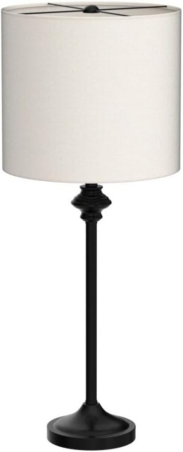 Set of 2 26in Black Metal Tall Skinny Table Lamps