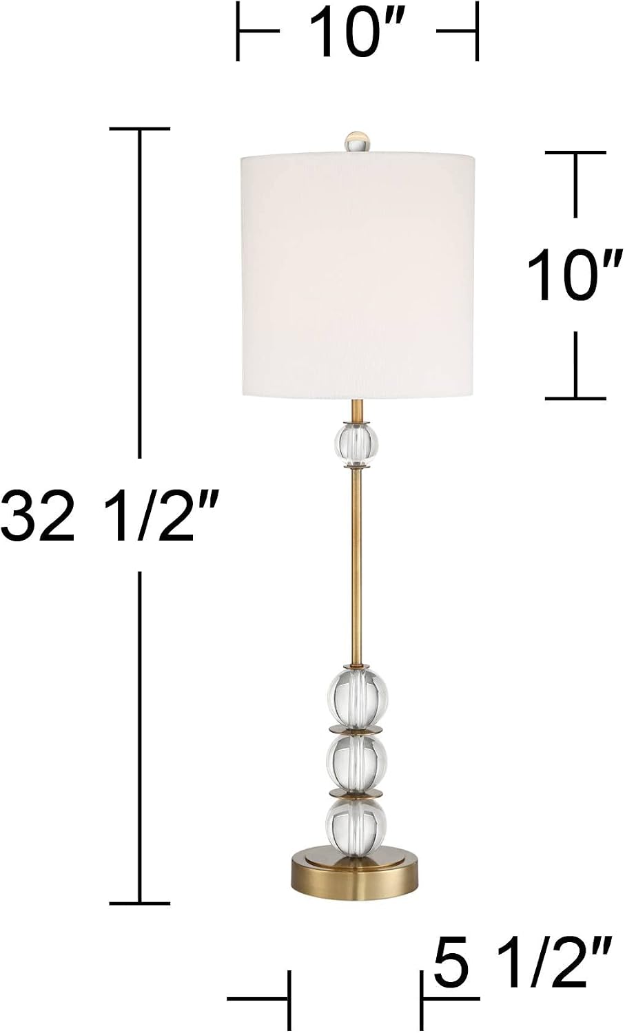 32.5in Brass Gold Crystal Accent Art Deco Table Lamp