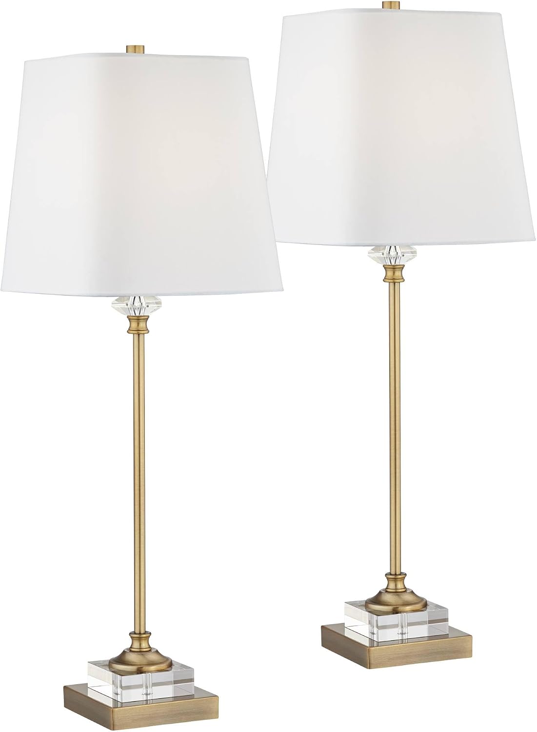 Set of 2 29.5in Gold Crystal Tall Skinny Table Lamps