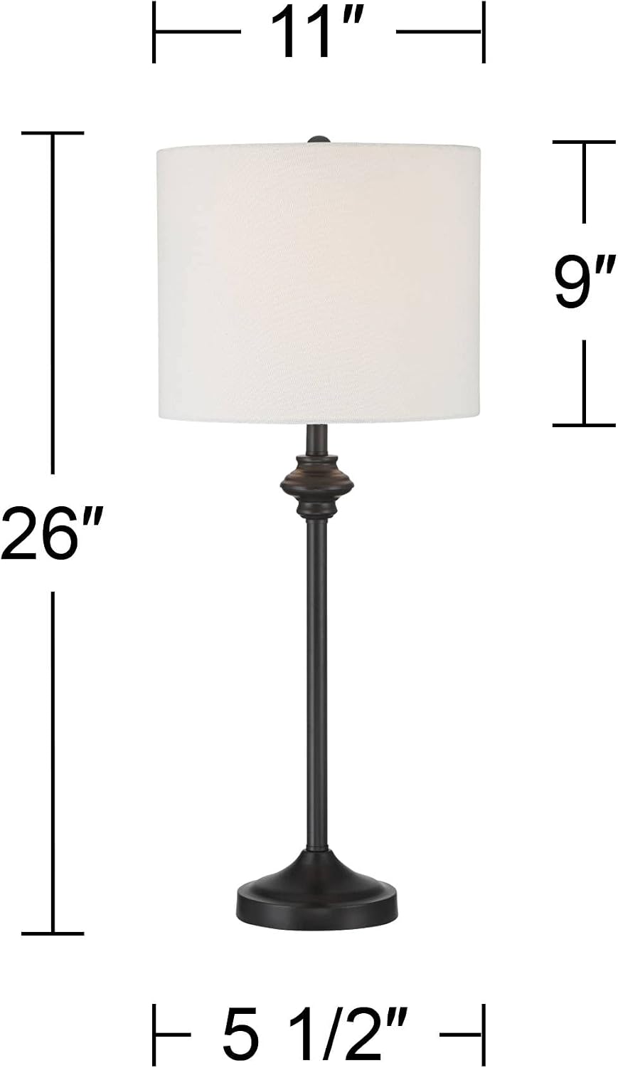 Set of 2 26in Black Metal Tall Skinny Table Lamps