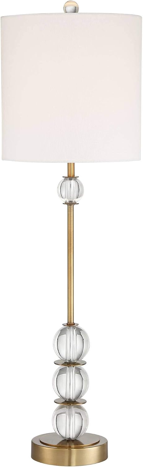 32.5in Brass Gold Crystal Accent Art Deco Table Lamp