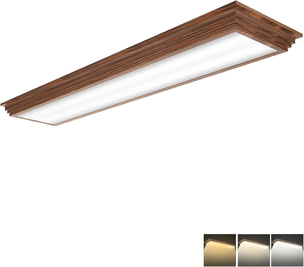 4FT Wood Look CCT Dimmable LED Ceiling Light