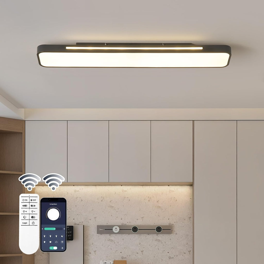 39.4in Black Remote Dimmable Linear LED Ceiling Light