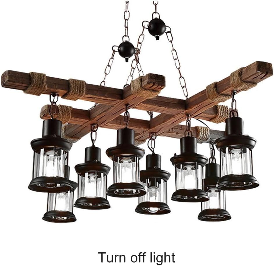 8-Light Retro Wood Island Chandelier