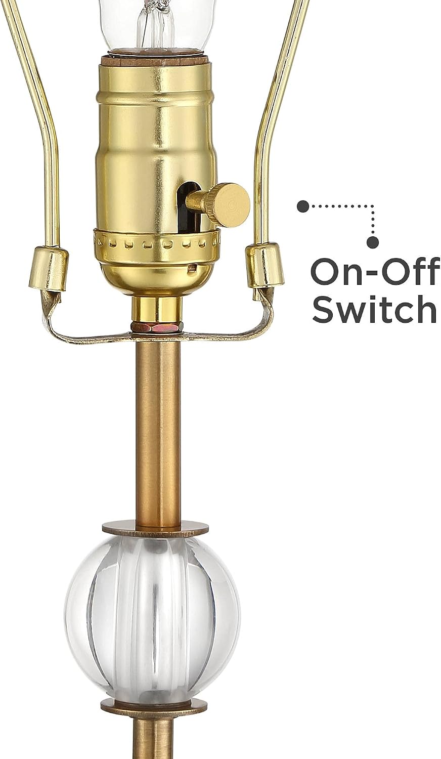 32.5in Brass Gold Crystal Accent Art Deco Table Lamp
