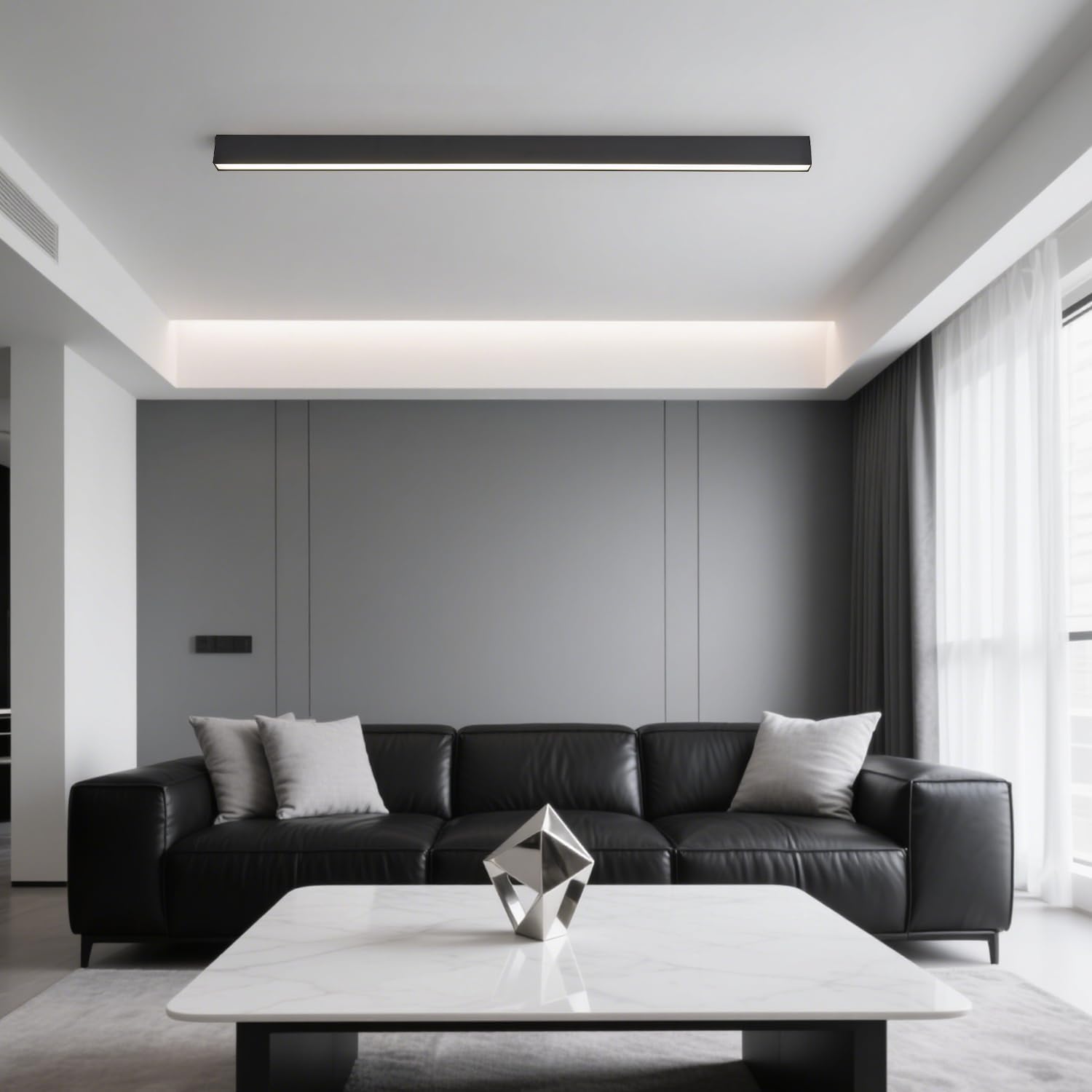 39.3in Black Remote Control Linear LED Ceiling Light