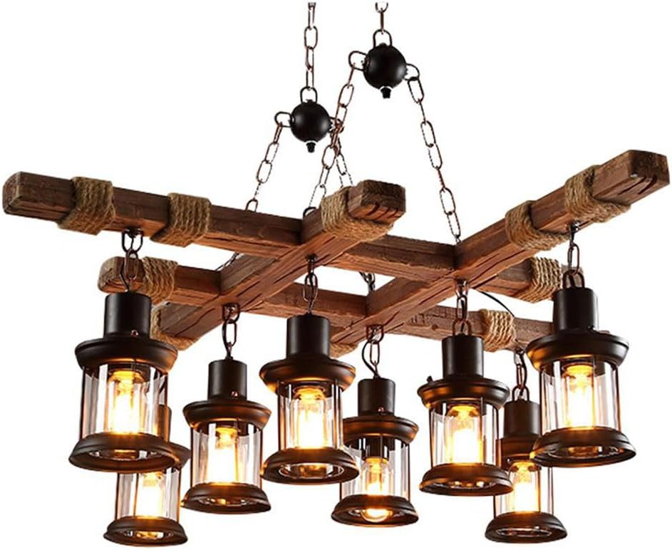 8-Light Retro Wood Island Chandelier