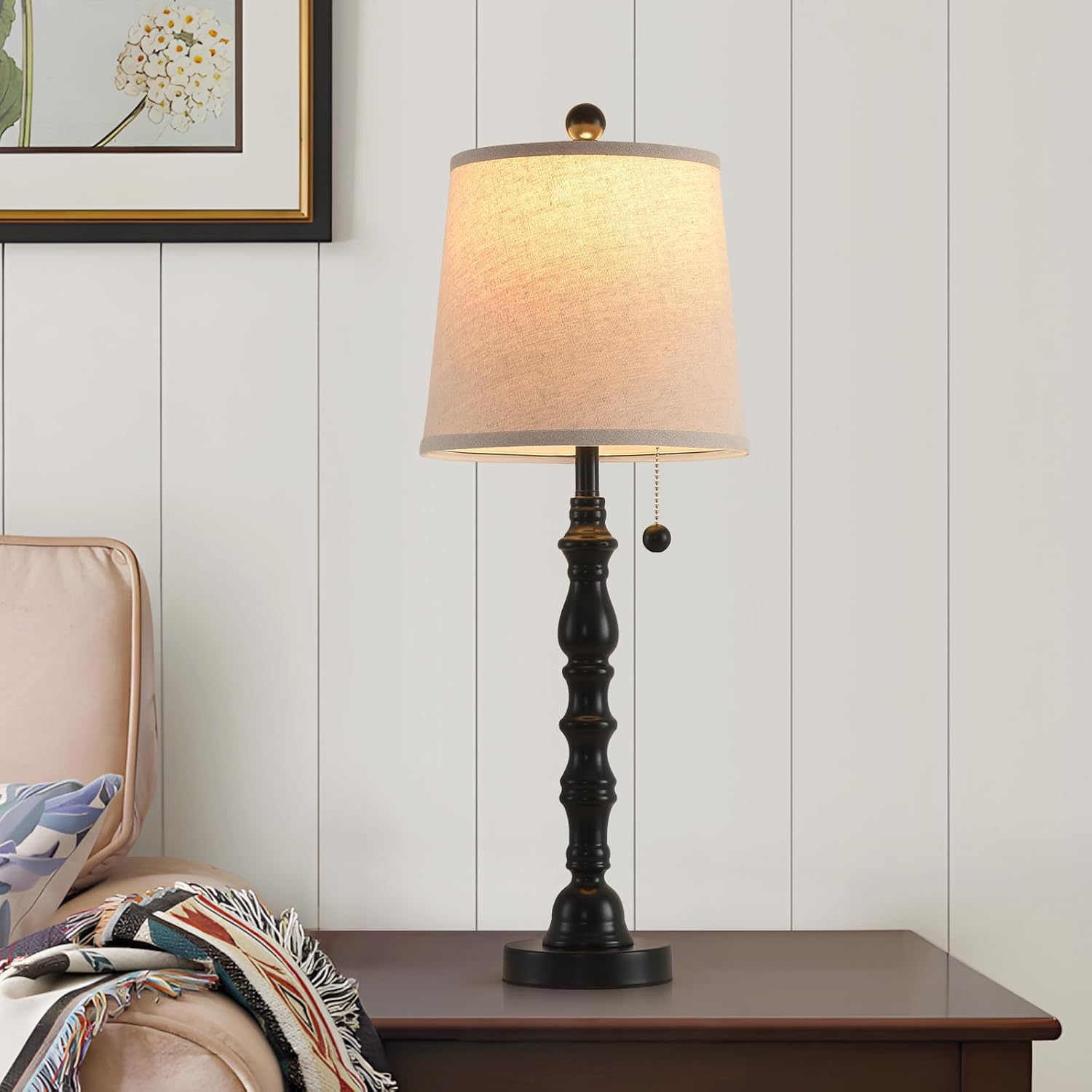 Set of 2 26.25in Black Farmhouse Table Lamps