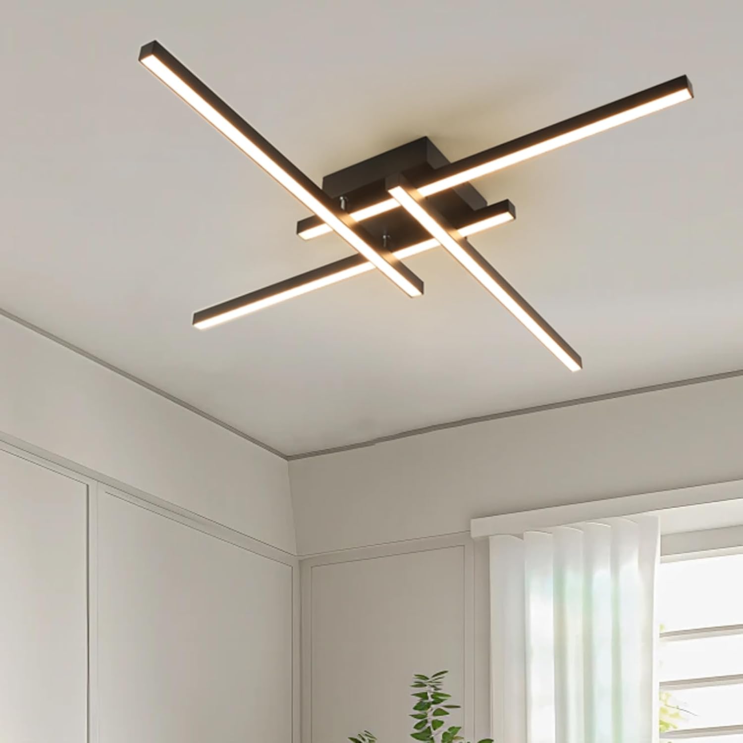 24in Black Warm White Linear LED Ceiling Light