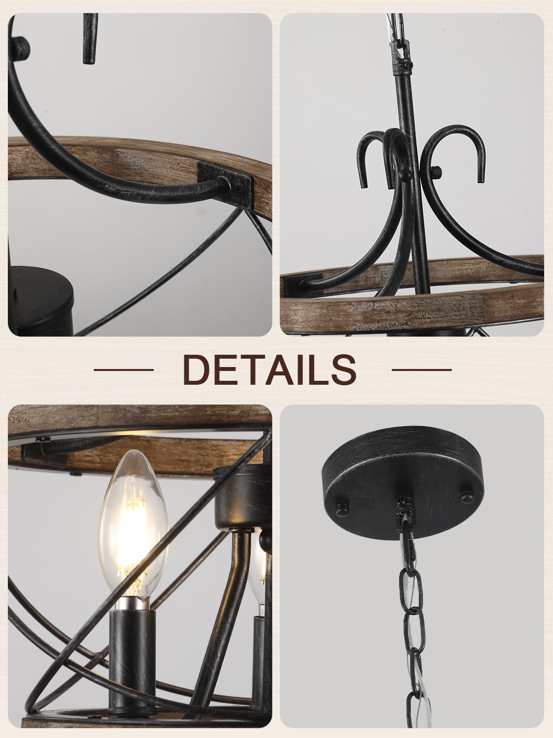 3-Light Drum Farmhouse Chandelier
