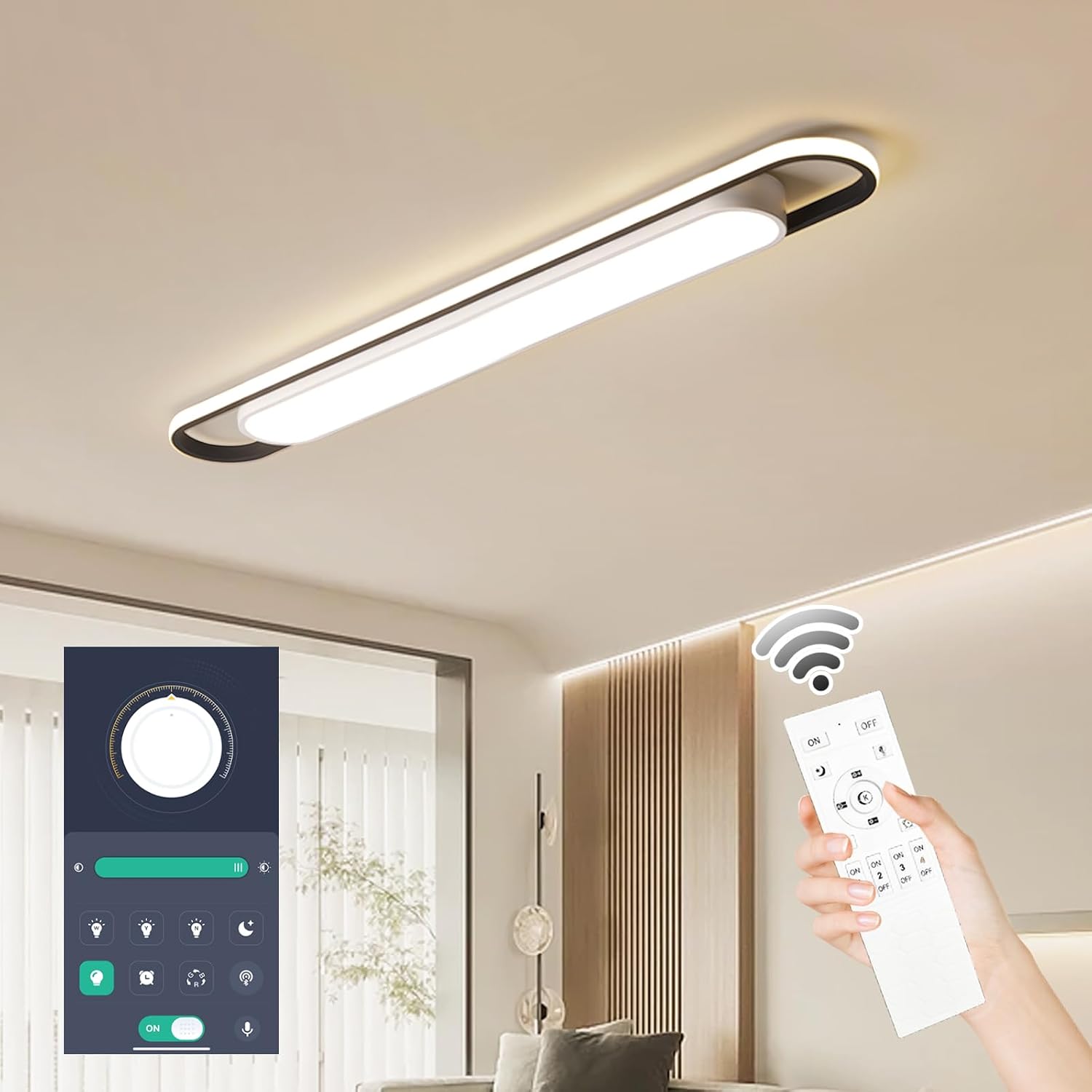 48in Smart Dimmable Metal Acrylic Linear LED Ceiling Light