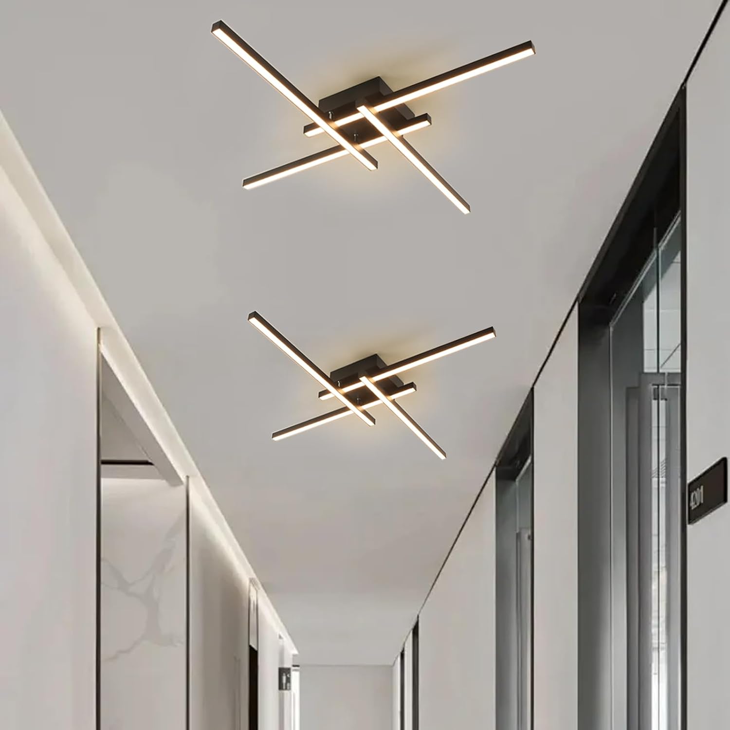 24in Black Warm White Linear LED Ceiling Light