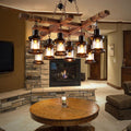 8-Light Retro Wood Island Chandelier