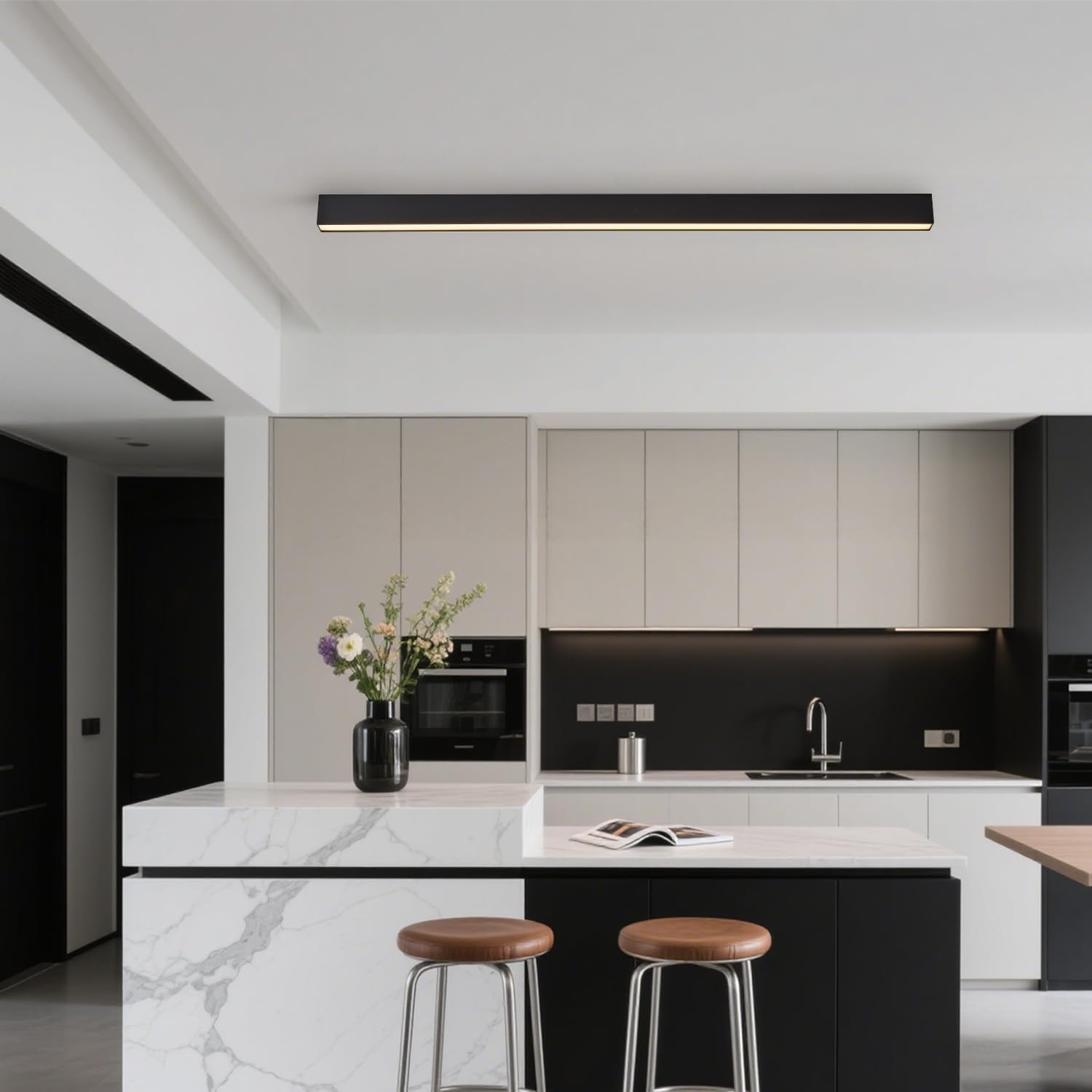 39.3in Black Remote Control Linear LED Ceiling Light