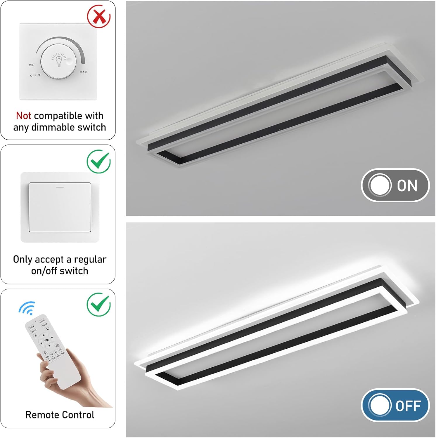 31.5in Acrylic Remote Linear LED Ceiling Light