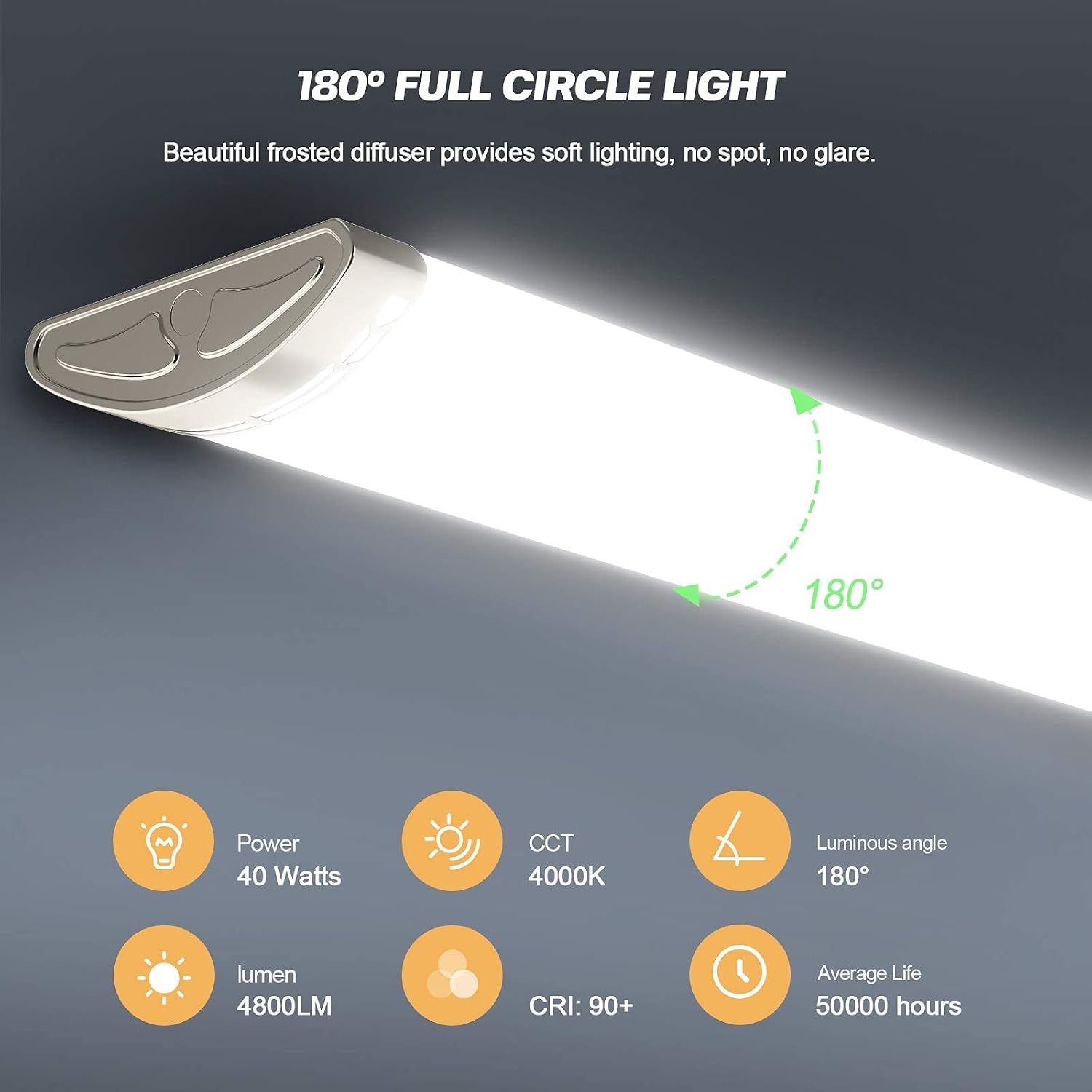 4FT 4000K Wraparound Linear LED Ceiling Light