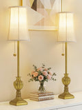 Set of 2 28in Brass Resin Farmhouse Tall Skinny Table Lamps