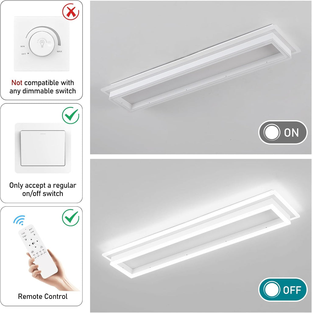 31.5in White Linear Acrylic LED Ceiling Light