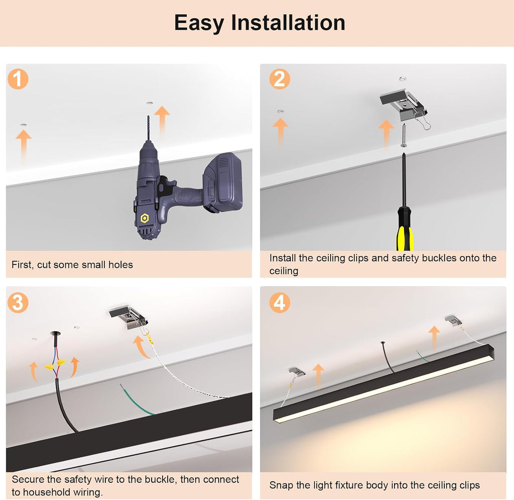 39.1in Black Smart Linear LED Ceiling Light