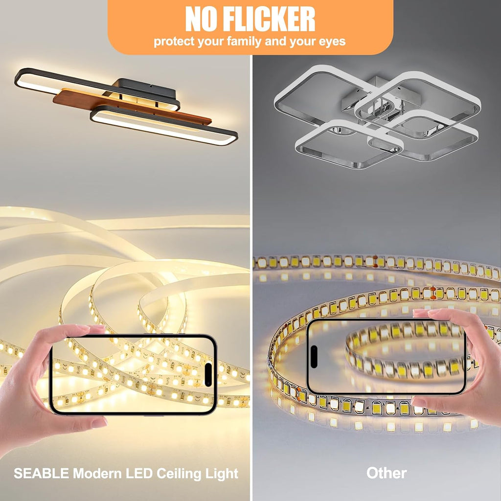 39.4in Wood Look Dimmable Linear LED Ceiling Light
