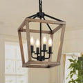 4-Light Wood Cage Farmhouse Chandelier