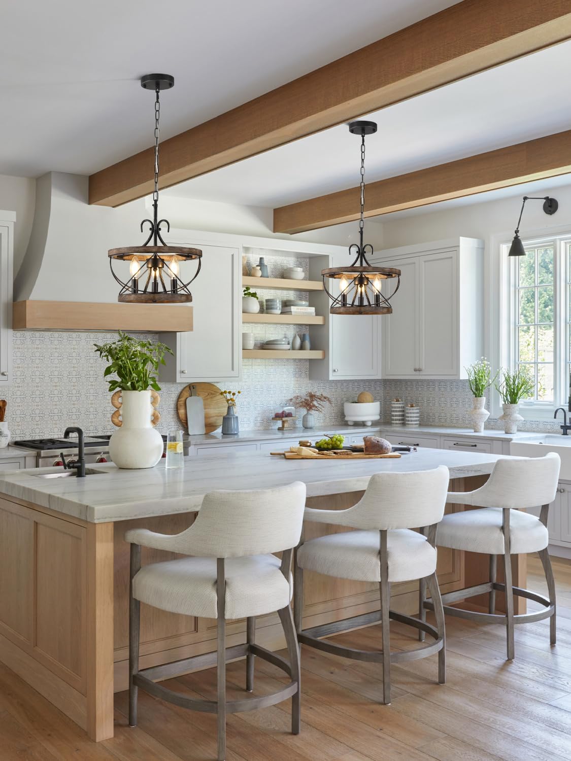 3-Light Drum Farmhouse Chandelier