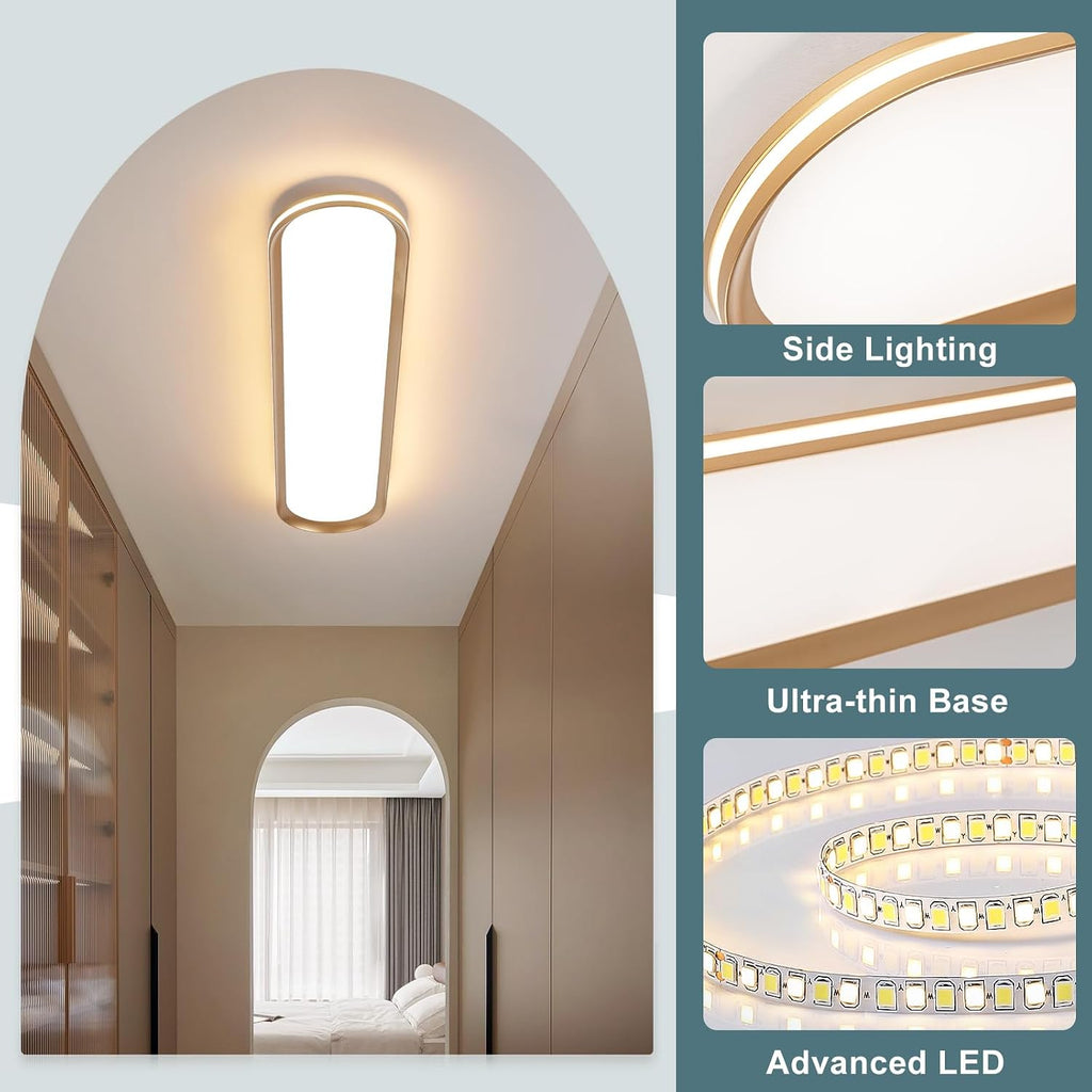 39.4in Gold Linear Semi Flush LED Ceiling Light