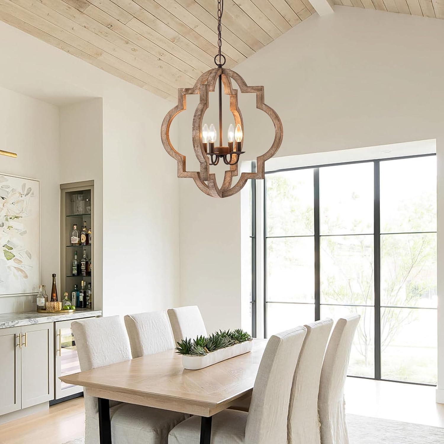 4-Light Oak Orb Farmhouse Chandelier