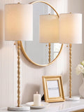 Set of 2 28.5in Marble Base Brass Luxury Table Lamps
