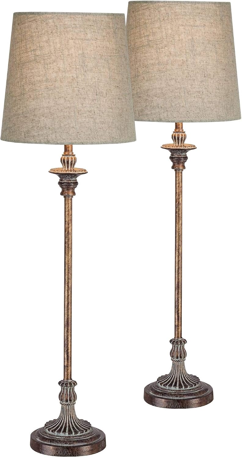 Set of 2 31.5in Weathered Brown French Country Table Lamps