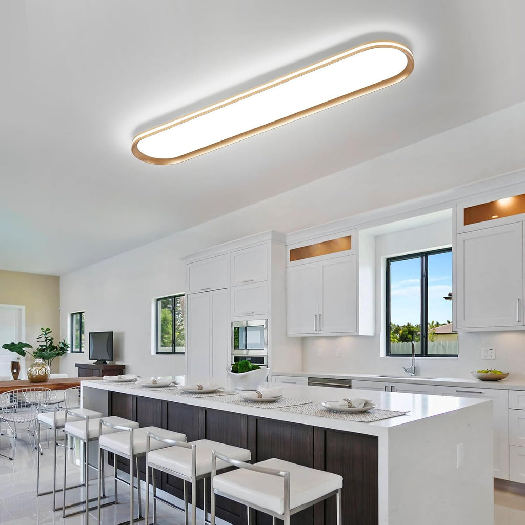 39.4in Gold Linear Semi Flush LED Ceiling Light