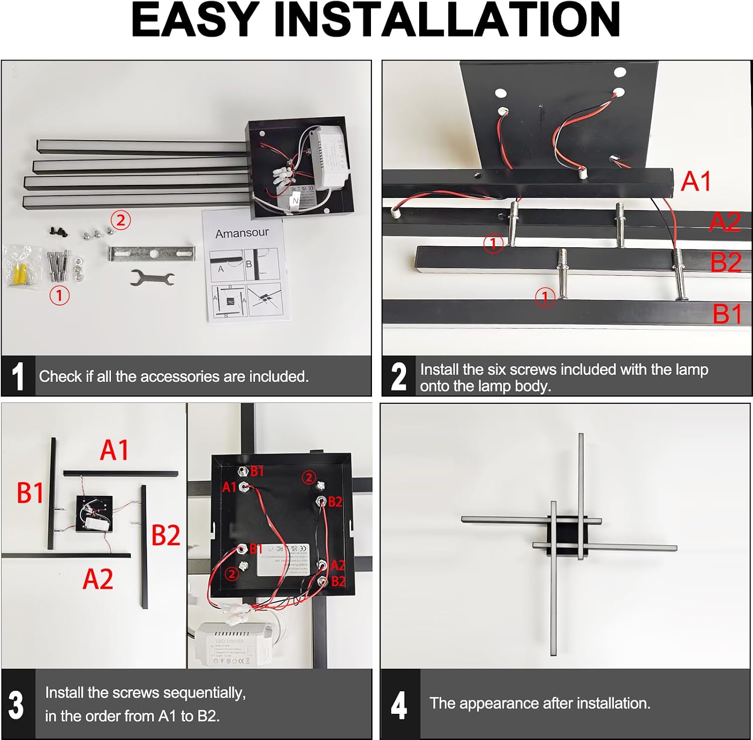 24in Black Warm White Linear LED Ceiling Light