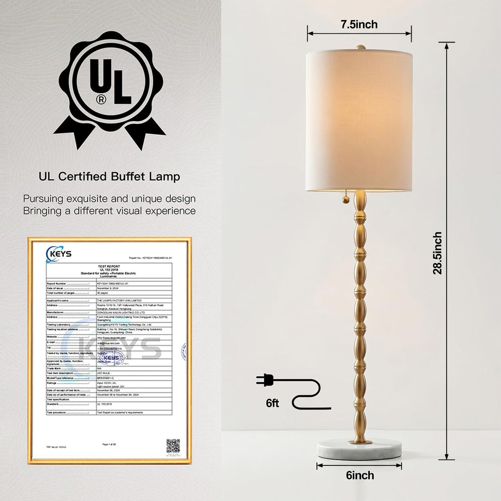 Set of 2 28.5in Marble Base Brass Luxury Table Lamps