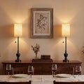 Set of 2 28in Black Resin Tall Skinny Candlestick Table Lamps