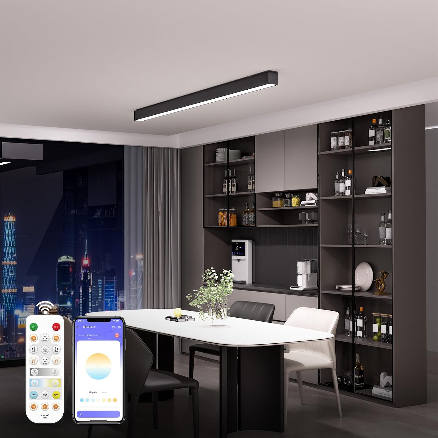 39.1in Black Smart Linear LED Ceiling Light