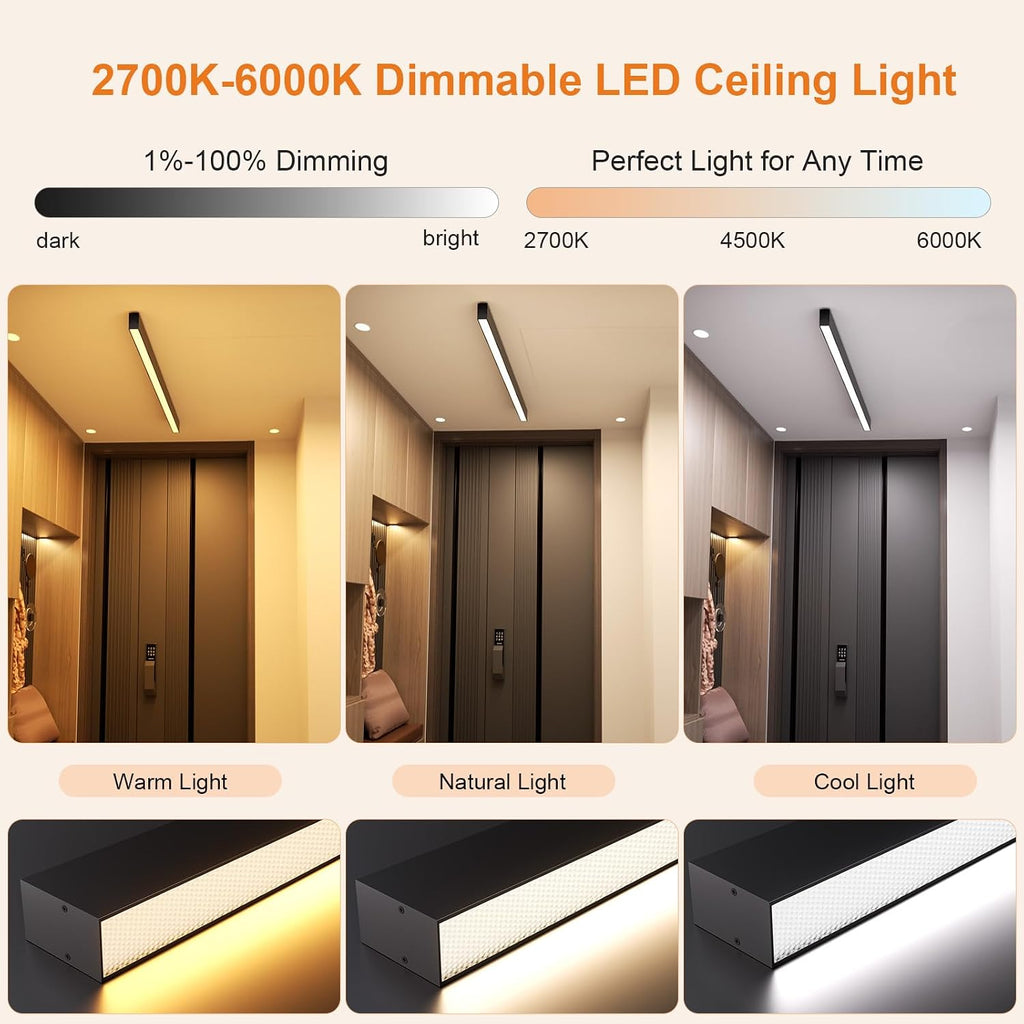 39.1in Black Smart Linear LED Ceiling Light