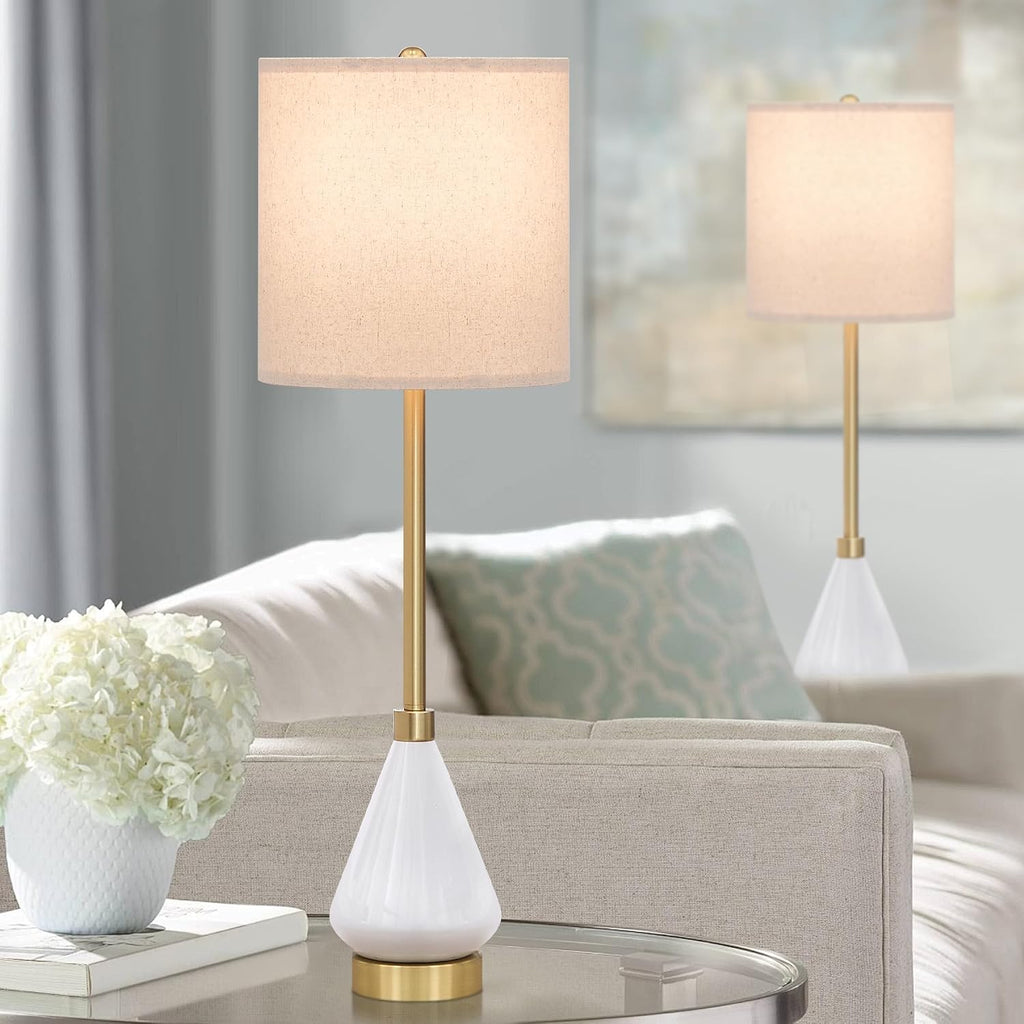 Set of 2 32in Gold Ceramic Tall Skinny Table Lamps