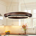 Walnut Wood 2 Ring LED Chandelier
