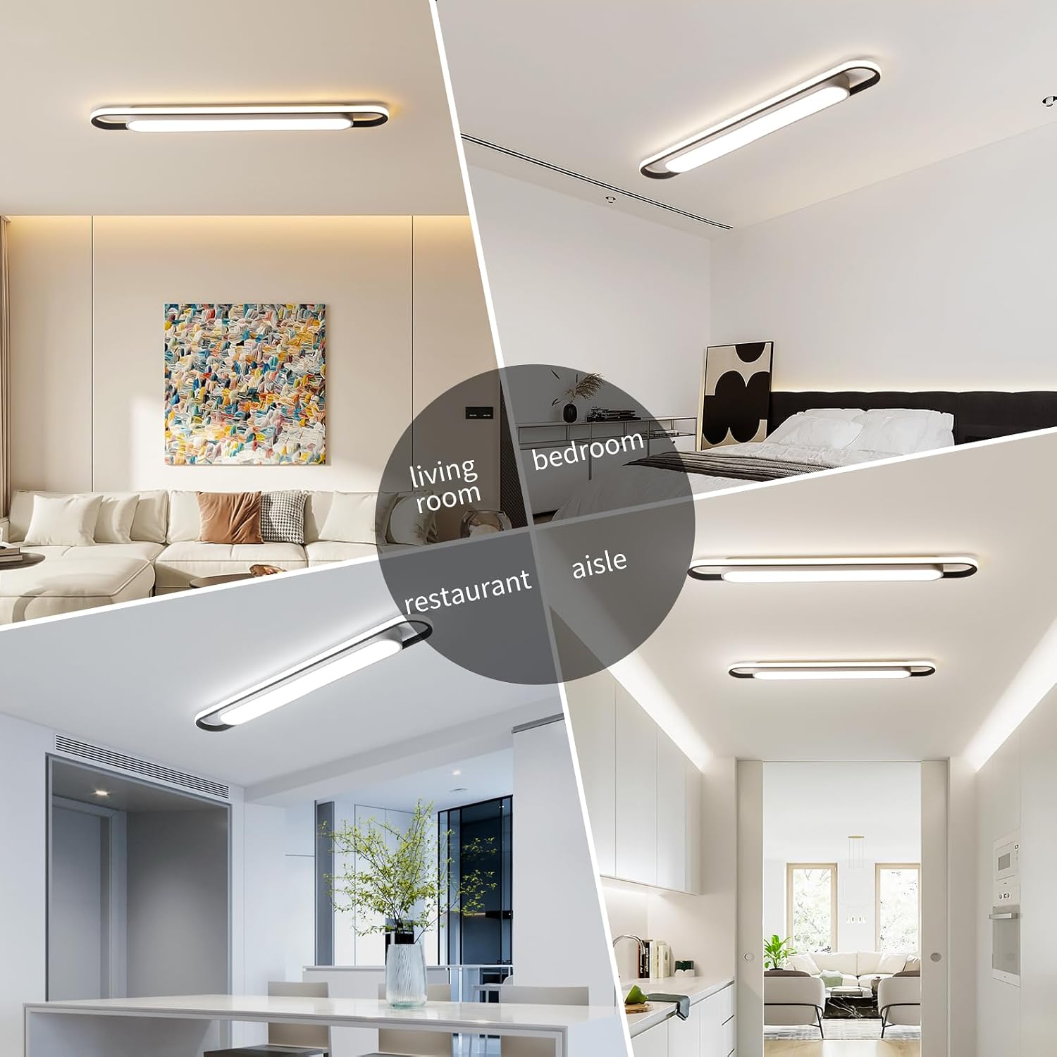 48in Smart Dimmable Metal Acrylic Linear LED Ceiling Light