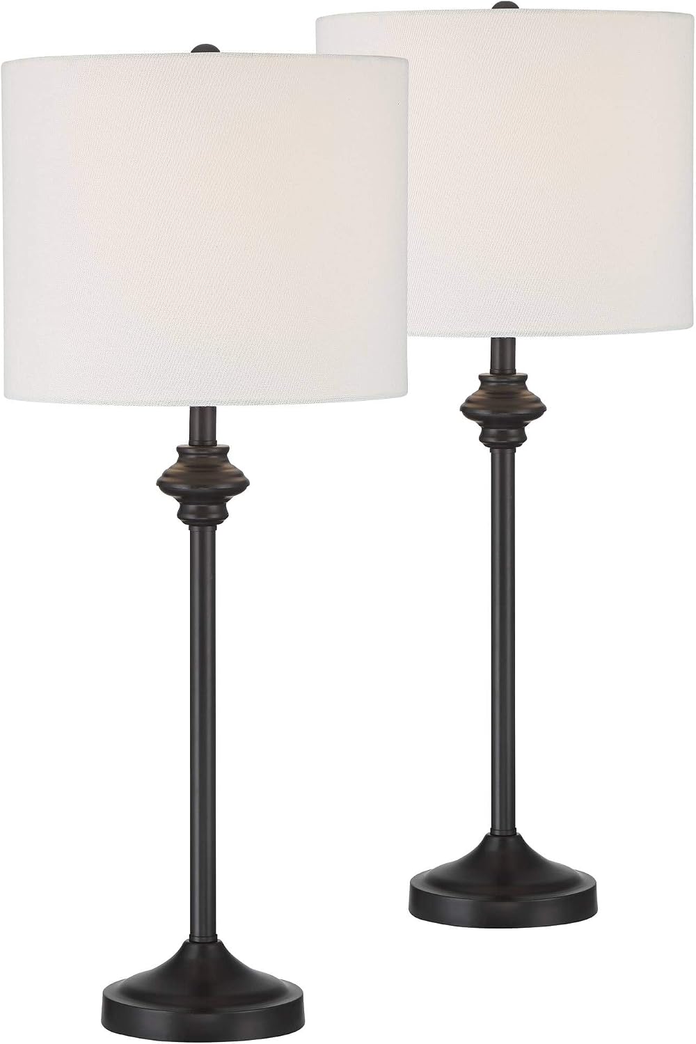 Set of 2 26in Black Metal Tall Skinny Table Lamps