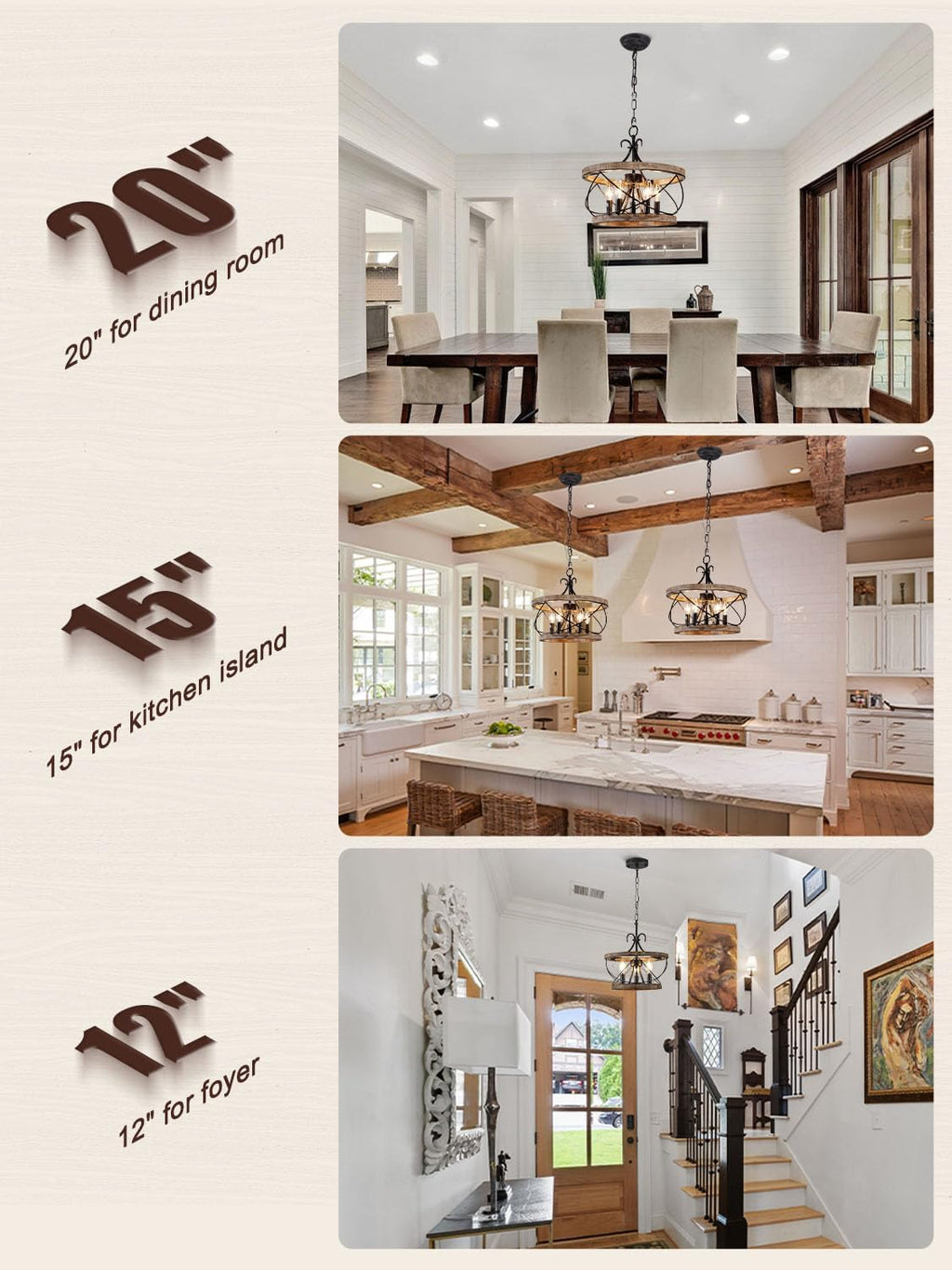 3-Light Drum Farmhouse Chandelier