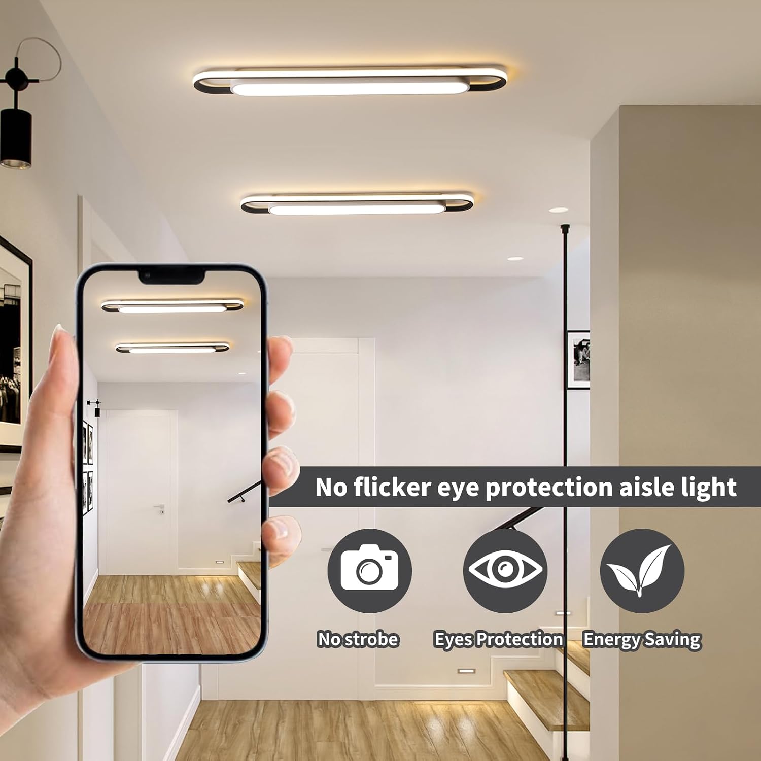 48in Smart Dimmable Metal Acrylic Linear LED Ceiling Light