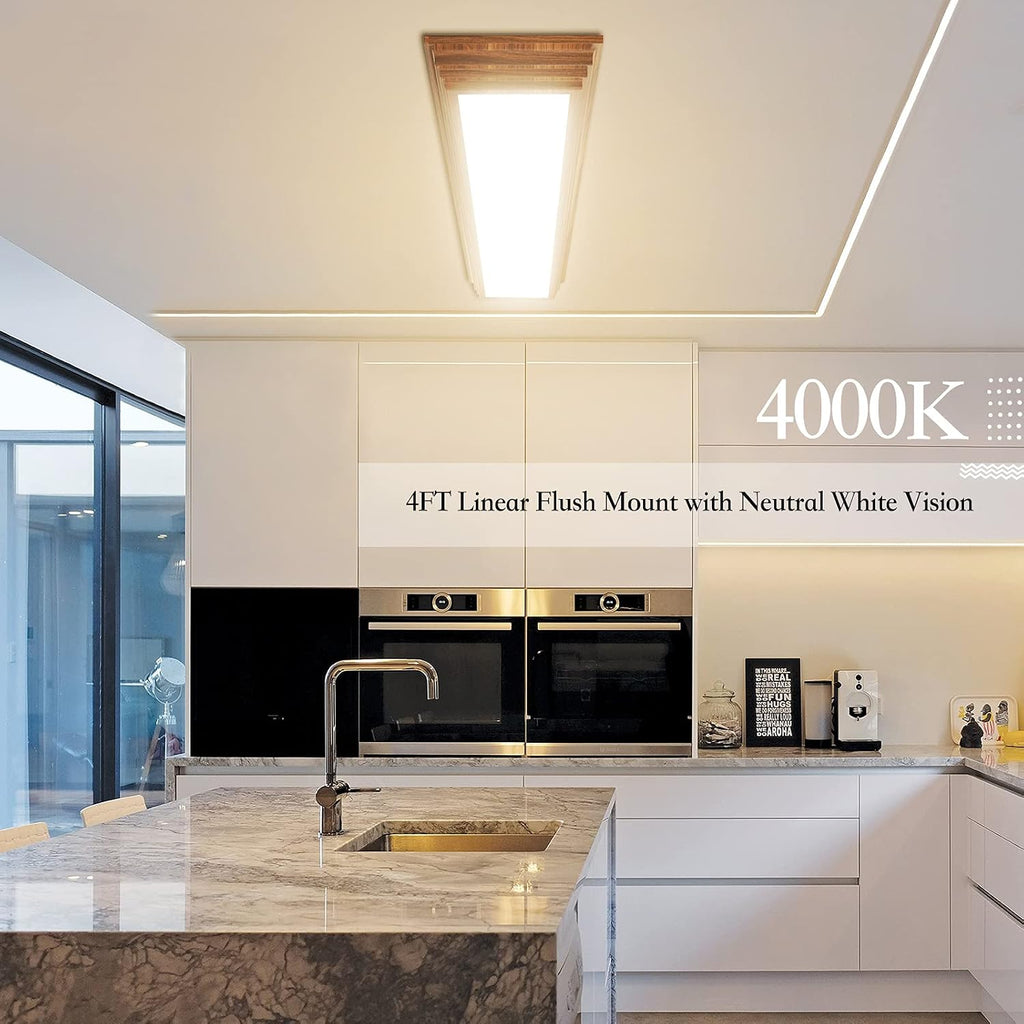 4FT Wood Look CCT Dimmable LED Ceiling Light