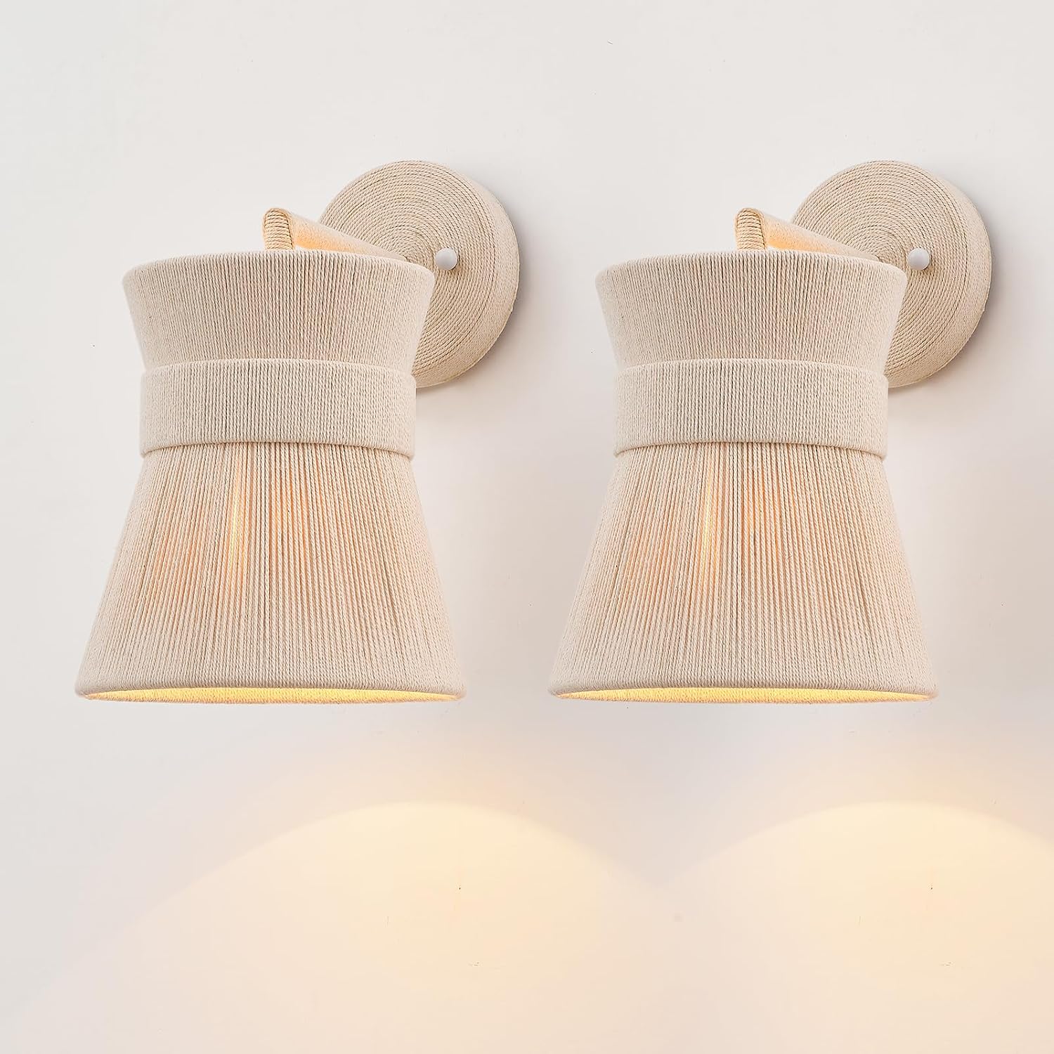 2 Pack White Woven Boho Wall Sconces