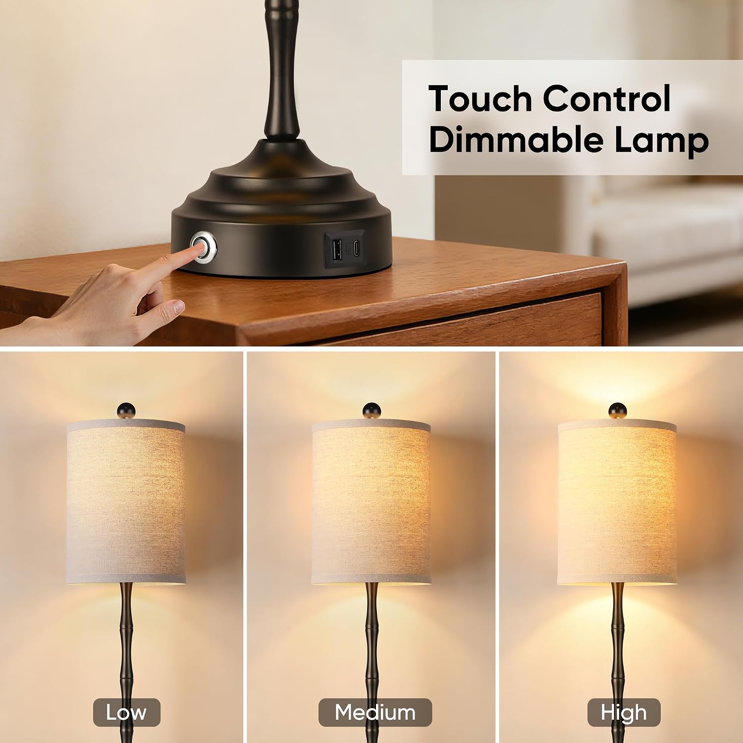 Set of 2 30.5in Black Linen Shade Skinny Table Lamps