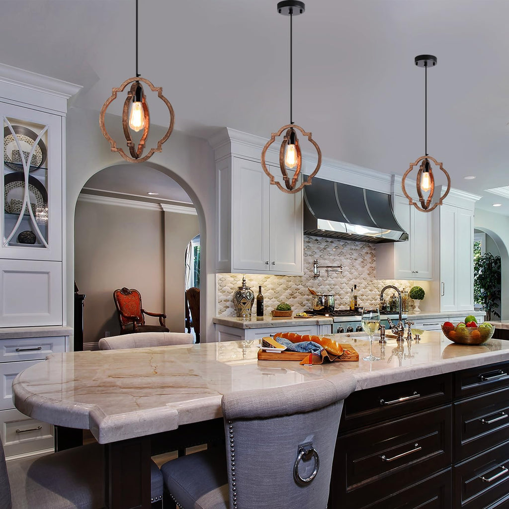 3 Pack Distressed Wood Pendant Lights