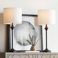 Set of 2 26in Black Metal Tall Skinny Table Lamps