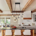 8-Light Farmhouse Wood Rectangle Chandelier