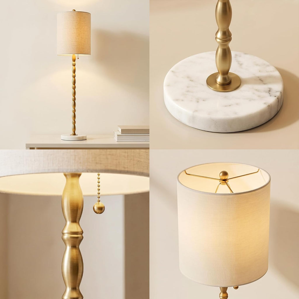 Set of 2 28.5in Marble Base Brass Luxury Table Lamps