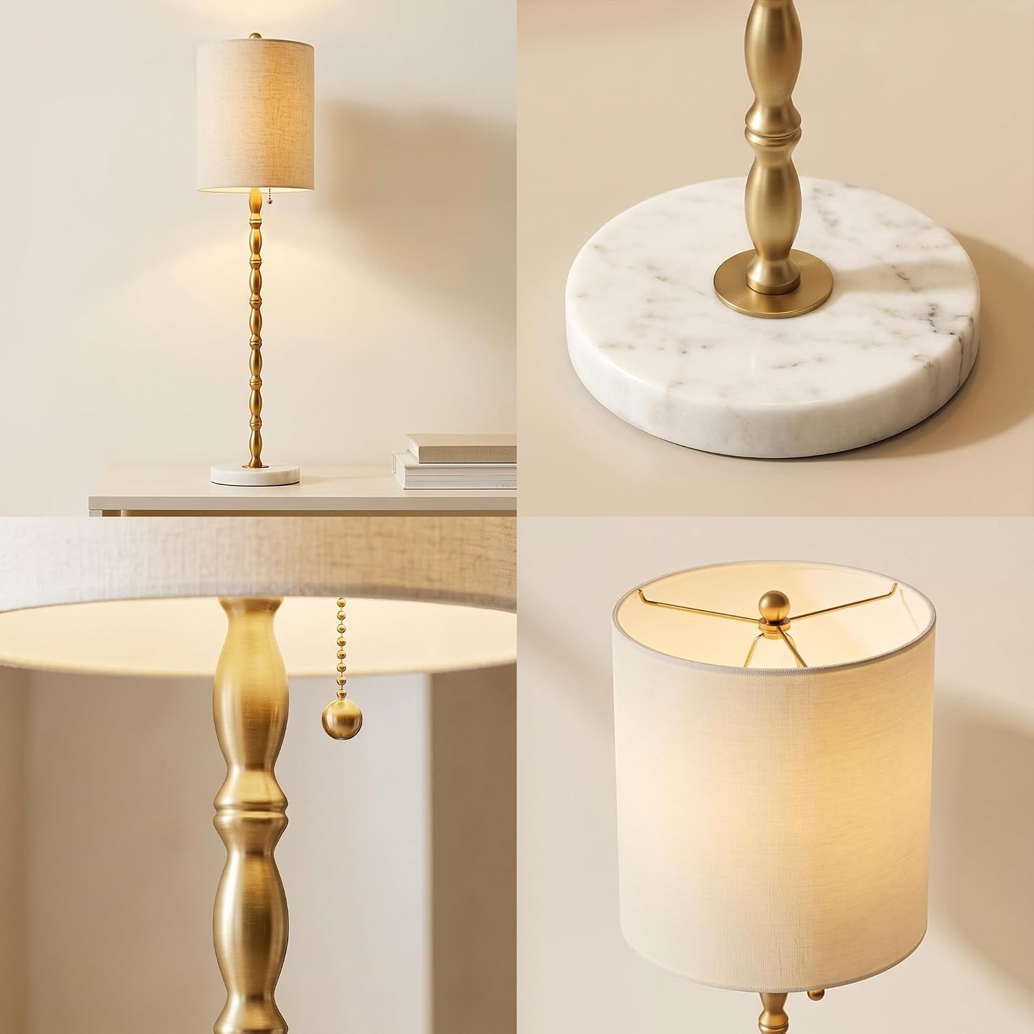 Set of 2 28.5in Marble Base Brass Luxury Table Lamps